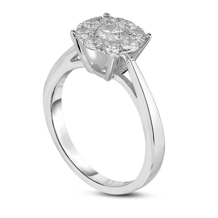 075 CT TW Natural Diamond Frame Engagement Ring in Solid 14K White Gold Goldia Rings 075 CT TW Natural Diamond Frame Engagement Ring in Solid 14K White Gold Goldia Rings