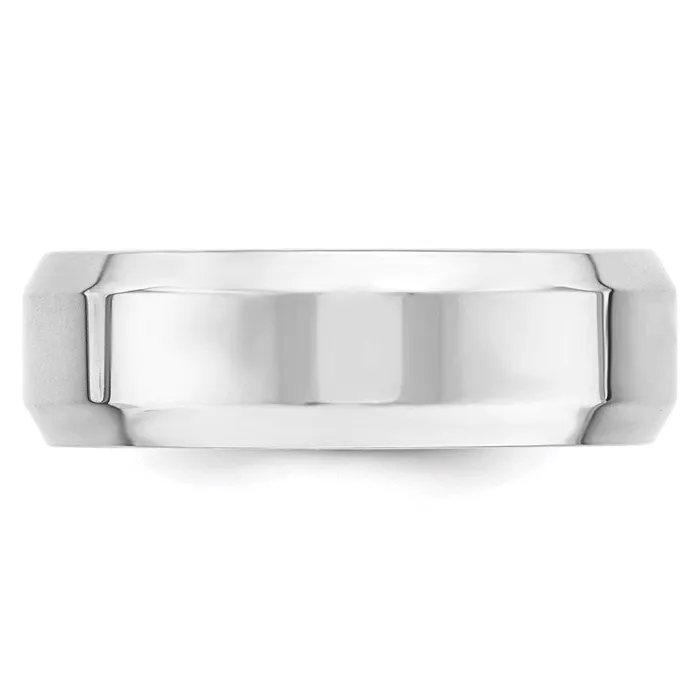 Goldia Rings Solid 18K White Gold 7mm Bevel Edge Comfort Fit MensWomens Wedding Band Ring Size 65 Goldia Rings Solid 18K White Gold 7mm Bevel Edge Comfort Fit MensWomens Wedding Band Ring Size 65