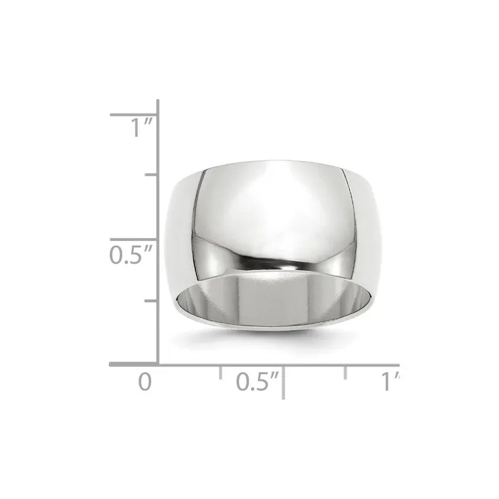 Solid 10K White Gold 12mm Half Round MensWomens Wedding Band Ring Size 11 Goldia Rings Solid 10K White Gold 12mm Half Round MensWomens Wedding Band Ring Size 11 Goldia Rings