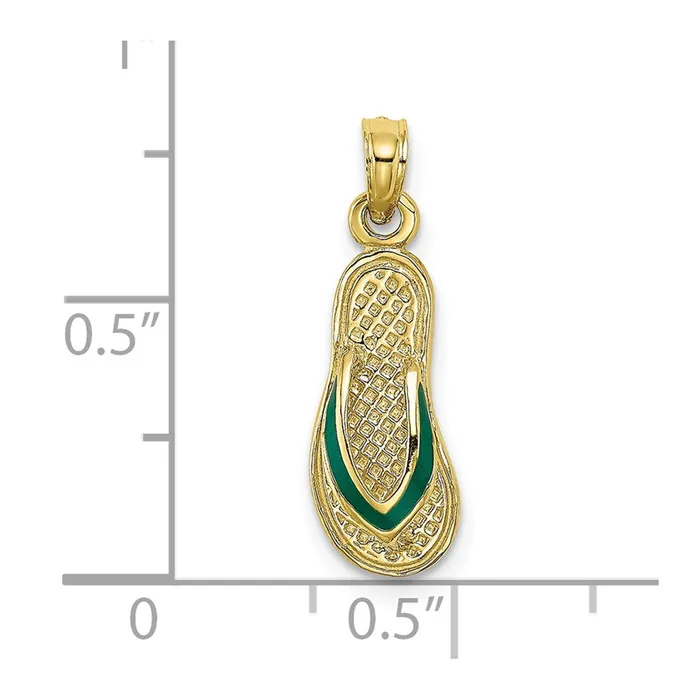 WB Choice Jewelry Charm Necklaces 10K 3D W Green Enamel Single FlipFlop CharmWBC10K6668 WB Choice Jewelry Charm Necklaces 10K 3D W Green Enamel Single FlipFlop CharmWBC10K6668