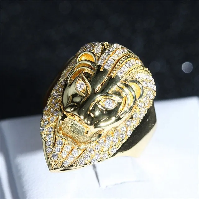 Iced out ring Lion Ring Diamond Lion Ring Leo ring Lion rings Iced Out Lion Ring Sphinx ring Mens Gold Ring Big Gold Ring Lab Diamonds London Rings