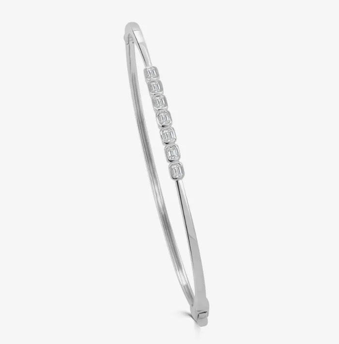 KC Designs Bracelets 14k Gold Bezel Emerald Cut Diamond Bangle Bracelet KC Designs Bracelets 14k Gold Bezel Emerald Cut Diamond Bangle Bracelet