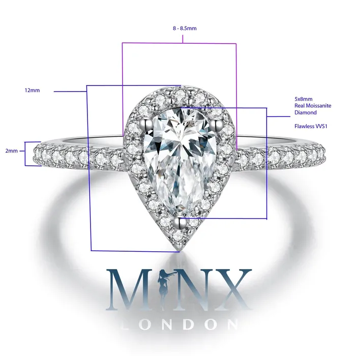 Minx London Rings 1ct Engagement Ring Teardrop Engagement Ring Womens Wedding Ring Moissanite Ring Moissanite Engagement Ring Pear Engagement Ring