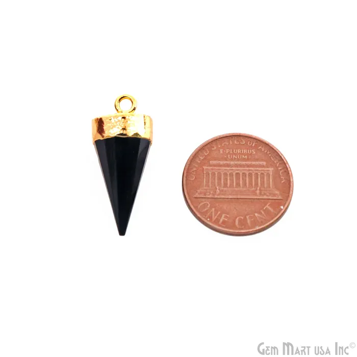 Necklaces Black Onyx Spike 23x10mm Gold Electroplated Gemstone Pendant Connector GemMartUSA Necklaces Black Onyx Spike 23x10mm Gold Electroplated Gemstone Pendant Connector GemMartUSA