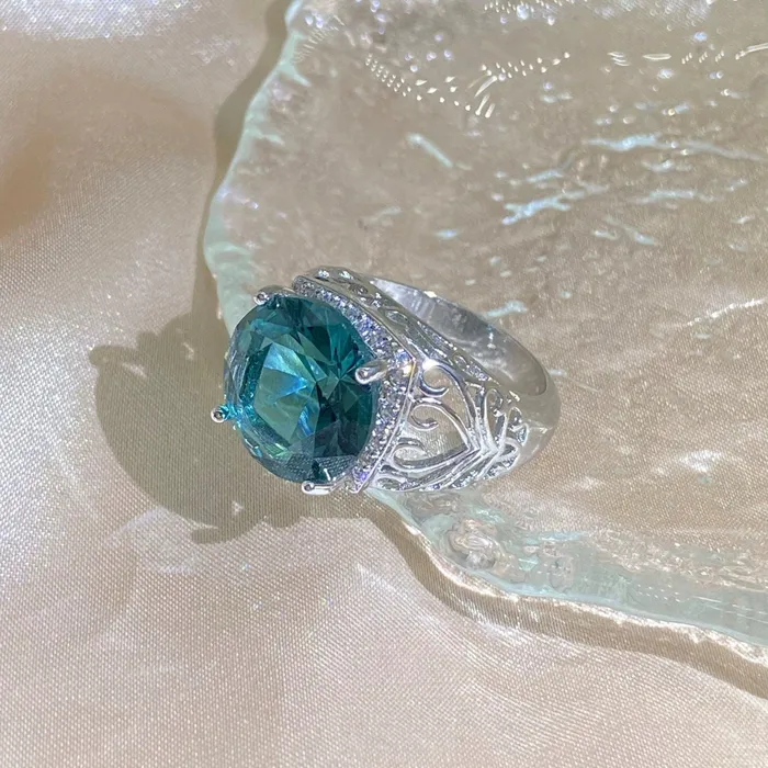 Promise Ring Engagement Ring Teal Blue Ring Womens Promise Ring Aquamarine Engagement Ring Blue Diamond Ring Tourmaline Ring Minx London Rings