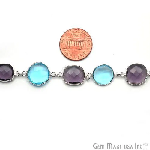 Rings GemmartUSA Blue Topaz With Amethyst 10mm Mix Shape Silver Continuous Connector Chain Rings GemmartUSA Blue Topaz With Amethyst 10mm Mix Shape Silver Continuous Connector Chain