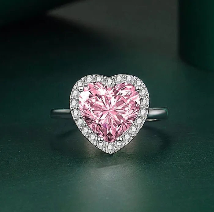 Rings Minx London Heart Ring Pink Diamond Ring Heart Shaped Ring Heart Shape Ring Diamond Heart Ring Heart Ring with Diamonds Engagement Ring
