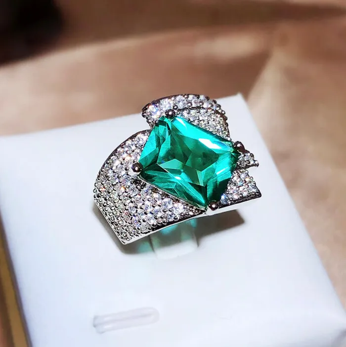 Statement Ring Green Diamond Ring Womens Promise Ring Aquamarine Engagement Ring Green Engagement Ring Tourmaline Ring Ring Minx London Rings