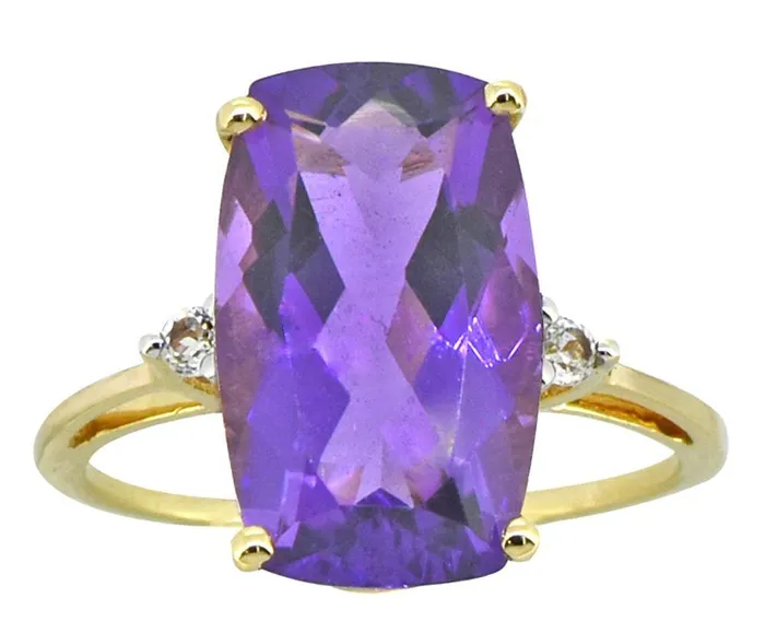 YoTreasure Rings 680 Ct Purple Amethyst Solid 14k Yellow Gold Ring Jewelry