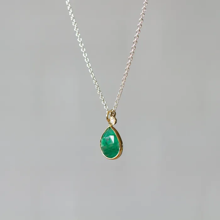 Necklaces Emerald Sterling Silver and 14K Yellow Gold Theia Necklace 2 Corey Egan
