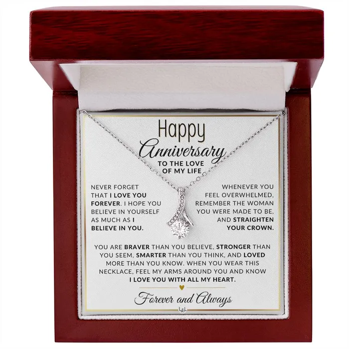 Necklaces ShineOn Fulfillment Anniversary Gift For Her I Love You Forever Anniversary Gift Idea For Wife Girlfriend or Fiance Drop Pendant Necklace Heartfelt Anniversary Message