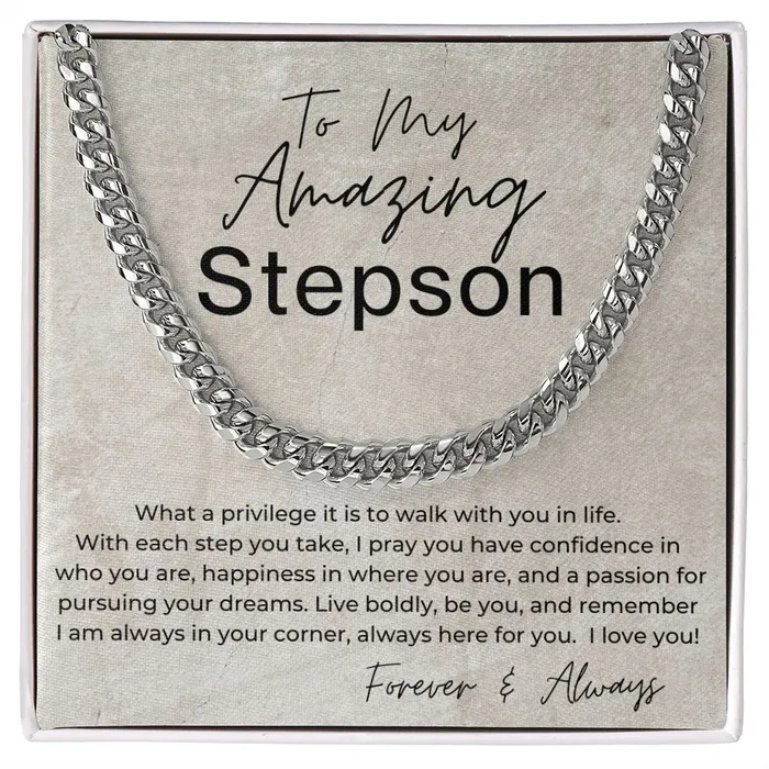 Necklaces ShineOn Fulfillment I Am Always In Your Corner Gift for Stepson Cuban Linked Chain Necklace