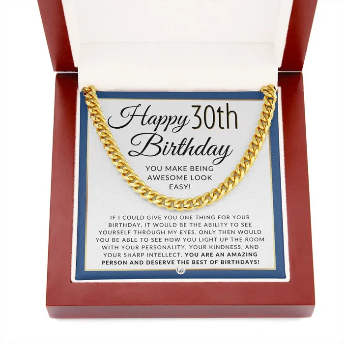 ShineOn Fulfillment Necklaces 30th Birthday Gift For Him Chain Necklace For 30 Year Old Mans Birthday Great Birthday Gift For Men Jewelry For Guys