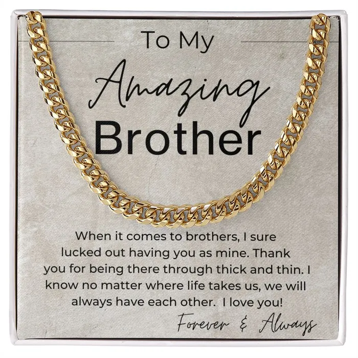 ShineOn Fulfillment Through Thick and Thin Gift for Brother Cuban Linked Chain Necklace Necklaces ShineOn Fulfillment Through Thick and Thin Gift for Brother Cuban Linked Chain Necklace Necklaces